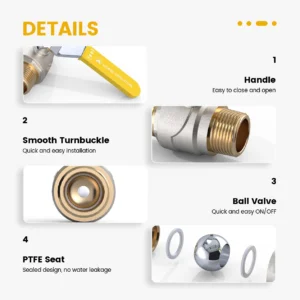 GAS BALL VALVE, FULL FLOW, LEAVER HANDLE (MxM) - Image 4